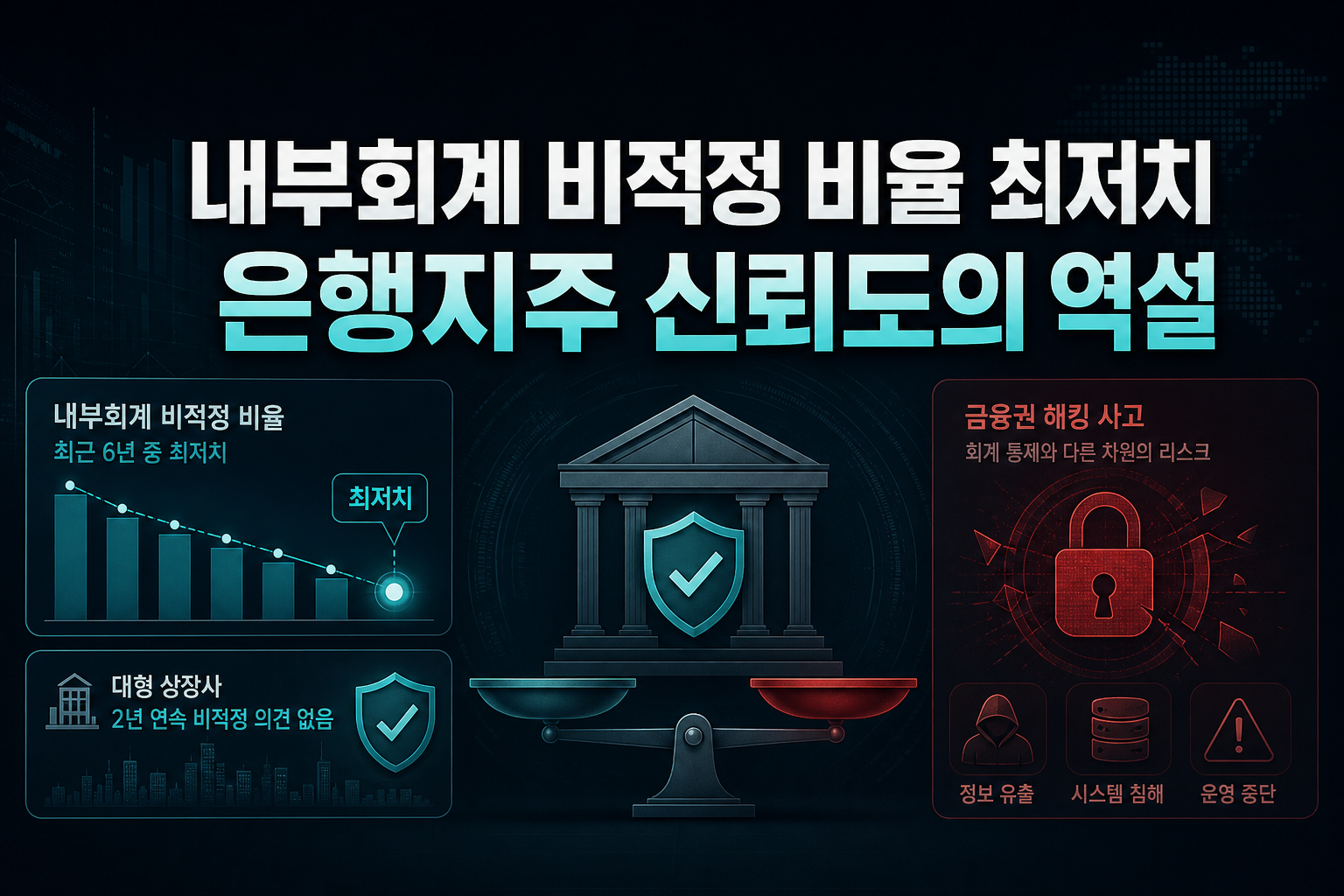 내부회계 비적정 비율 최저치, 은행지주 신뢰도의 역설