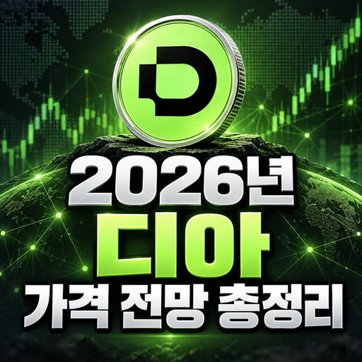공식 DIA 로고와 중앙에 배치한 2026년 디아 가격 전망 총정리