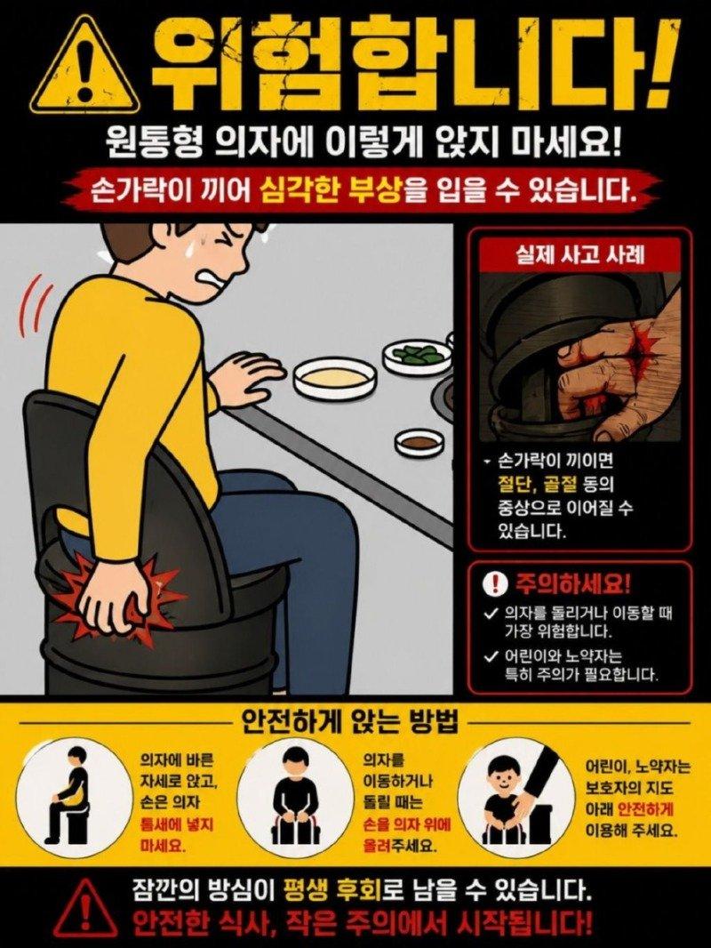 고깃집에서 손가락 절단 사고 많이 나게 하는 의자있으니 주의4.jpeg