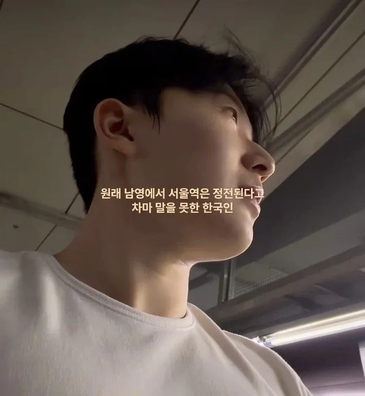 ??? : 노을보라고 일부러 전철 조명을 꺼주다니 한국은 정말 낭만적이야..