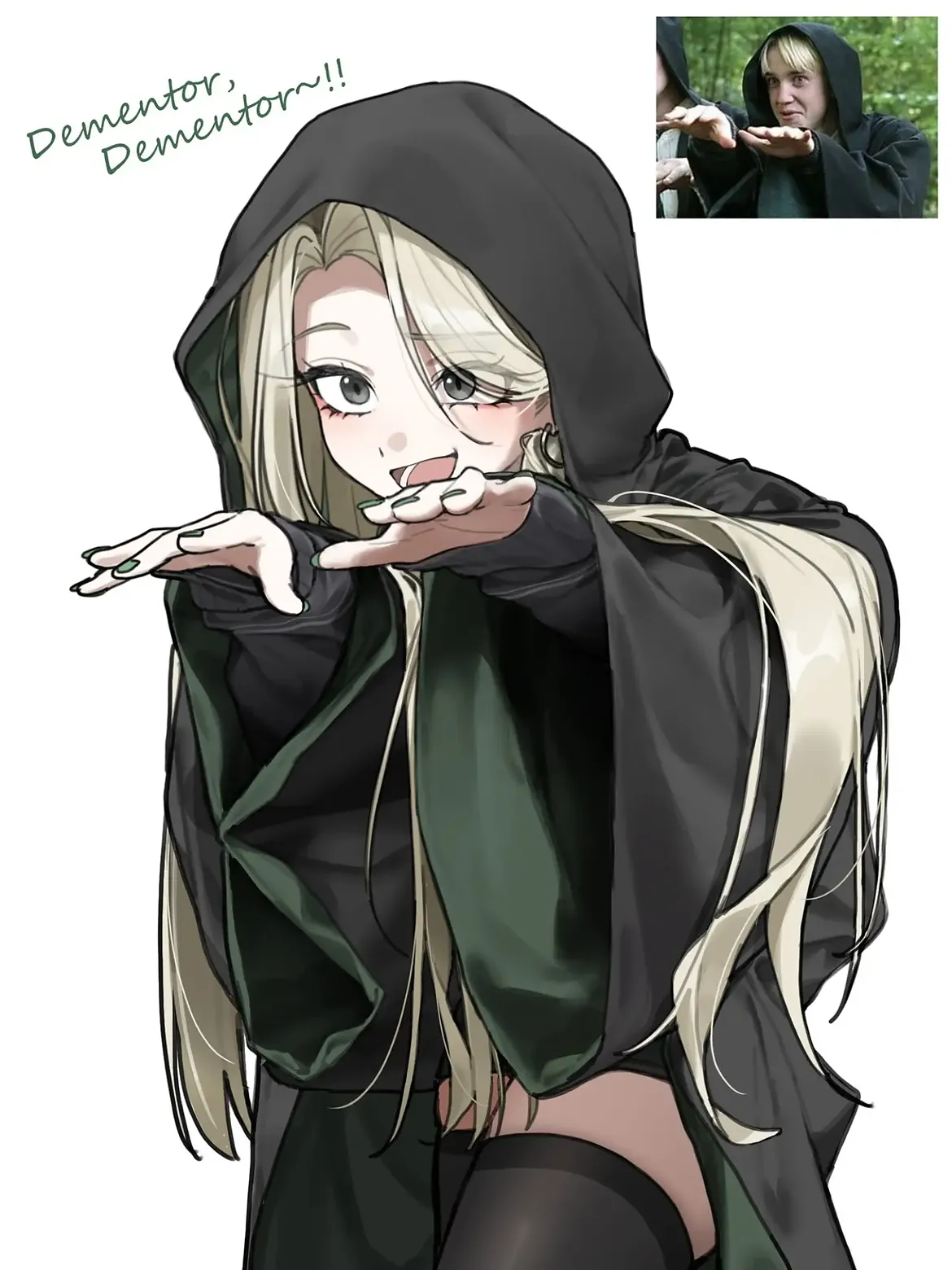 Drawings of scenes featuring a Female Draco Malfoid from the movies cr- take, gaueaul, fernrain-2.webp
