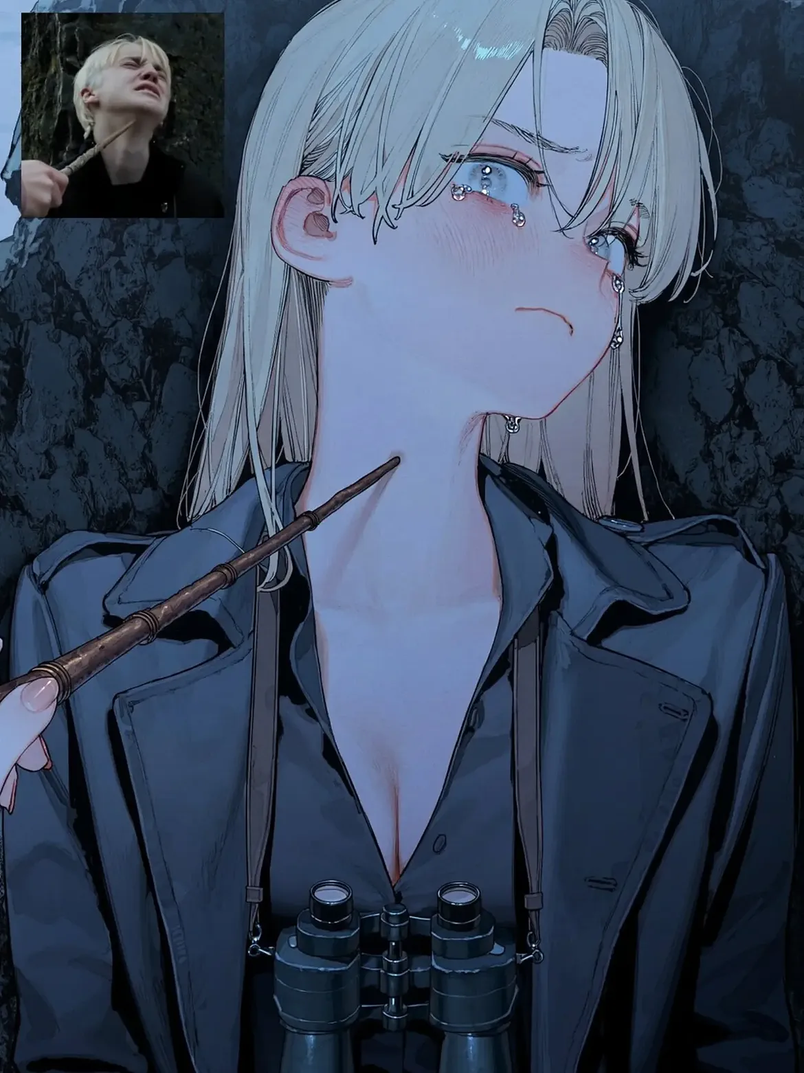 Drawings of scenes featuring a Female Draco Malfoid from the movies cr- take, gaueaul, fernrain.webp