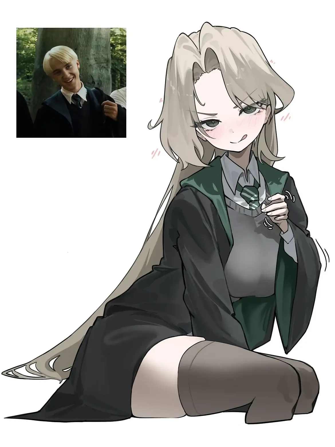 Drawings of scenes featuring a Female Draco Malfoid from the movies cr- take, gaueaul, fernrain-5.webp