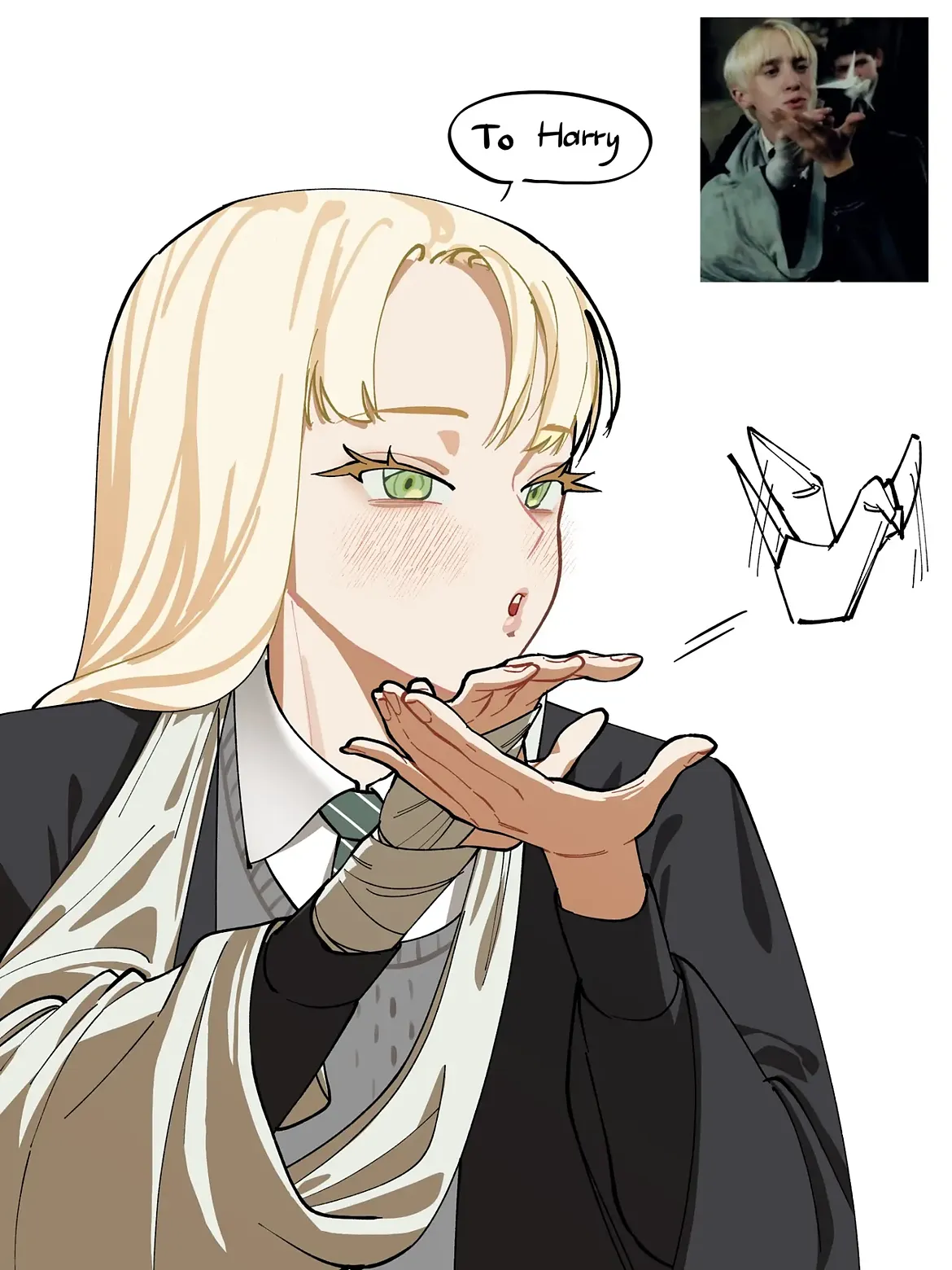 Drawings of scenes featuring a Female Draco Malfoid from the movies cr- take, gaueaul, fernrain-4.webp