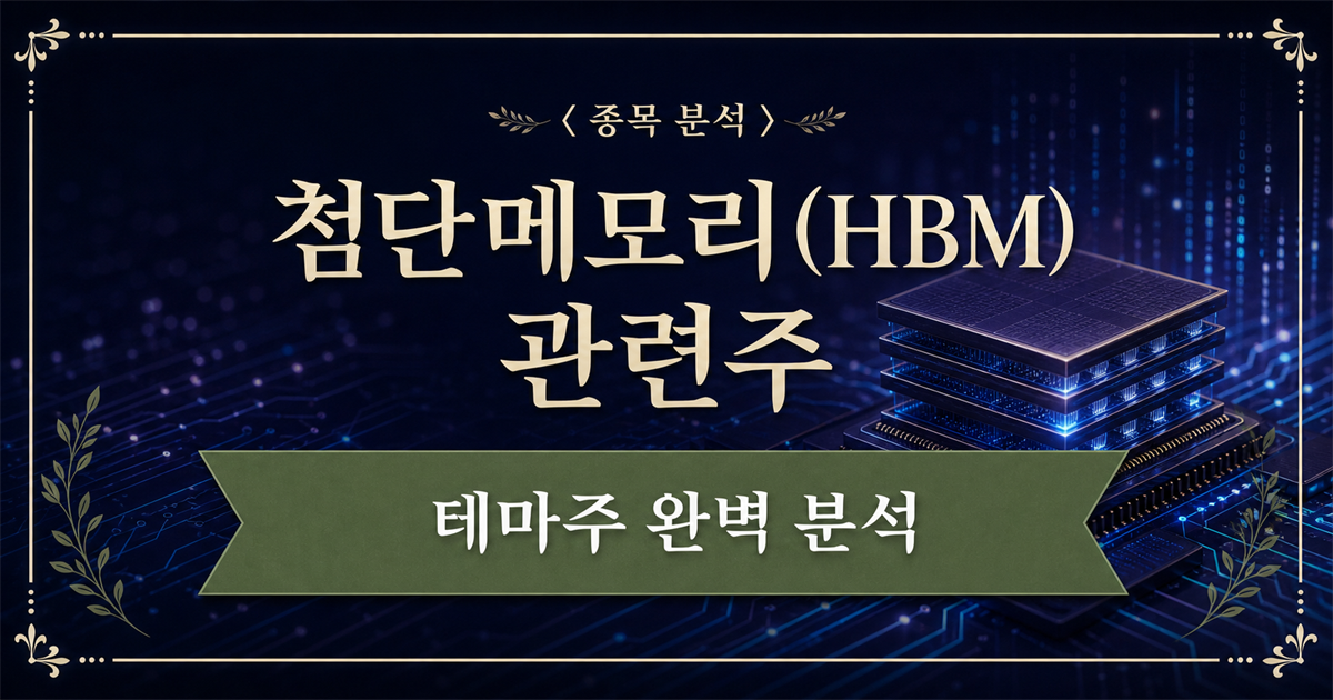 첨단메모리 HBM 관련주를 분석하는 반도체 칩 일러스트 메인 이미지