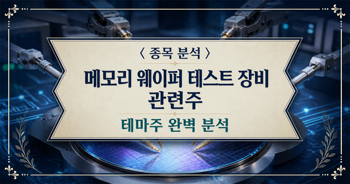 웨이퍼 테스트 프로브와 반도체 검사장비를 표현한 메모리 웨이퍼 테스트 장비 관련주 분석 표지